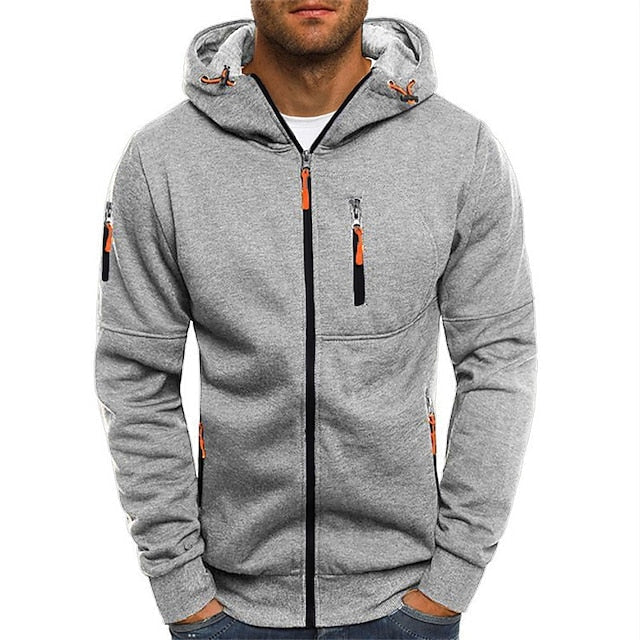 Herren Pullover mit Kapuze für Herbst in Hellgrau