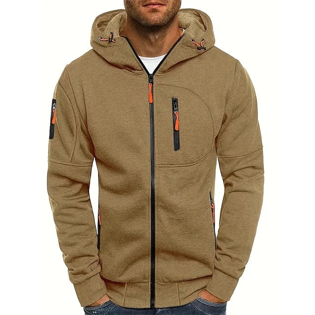 Herren Pullover mit Kapuze für Herbst in Khaki