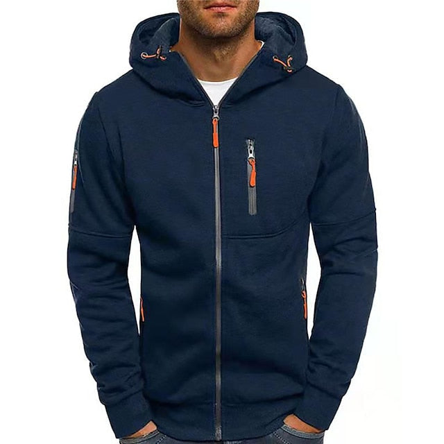 Herren Pullover mit Kapuze für Herbst in Marineblau