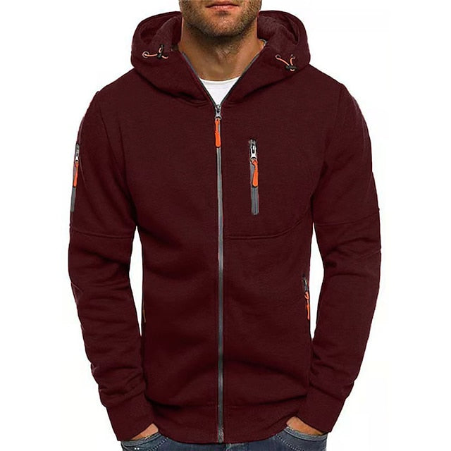 Herren Pullover mit Kapuze für Herbst in Wein