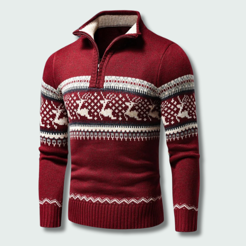 Herren Pullover mit Muster und Reißverschluss