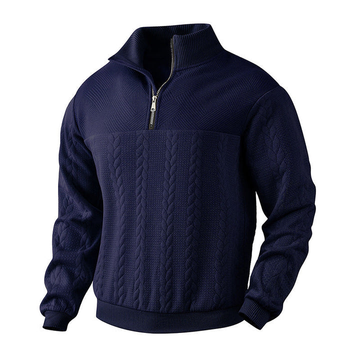 Herren Pullover mit Zopfmuster für den Herbst in Marineblau