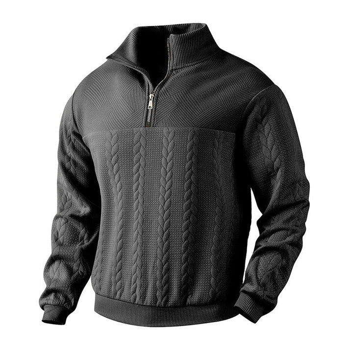 Herren Pullover mit Zopfmuster für den Herbst in Schwarz