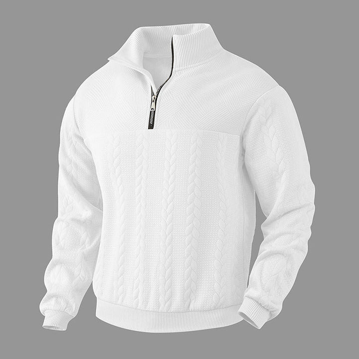 Herren Pullover mit Zopfmuster für den Herbst in Weiß