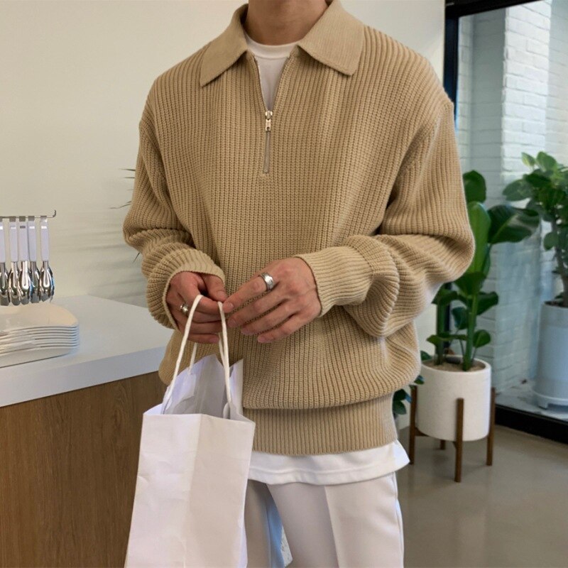 Herren Pullover Strukturiert für den Herbst in Beige