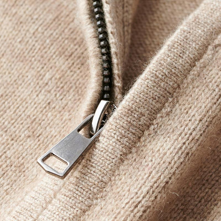 Herren Rippenstrick-Pullover mit Halbreißverschluss für Herbst (7)