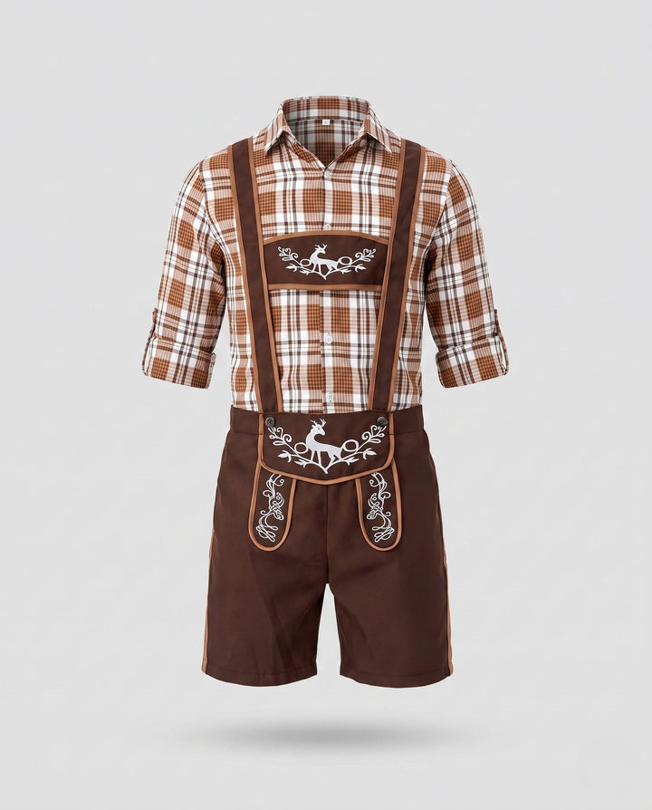 Herren Rustikale Lederhose für Oktoberfest in Braun