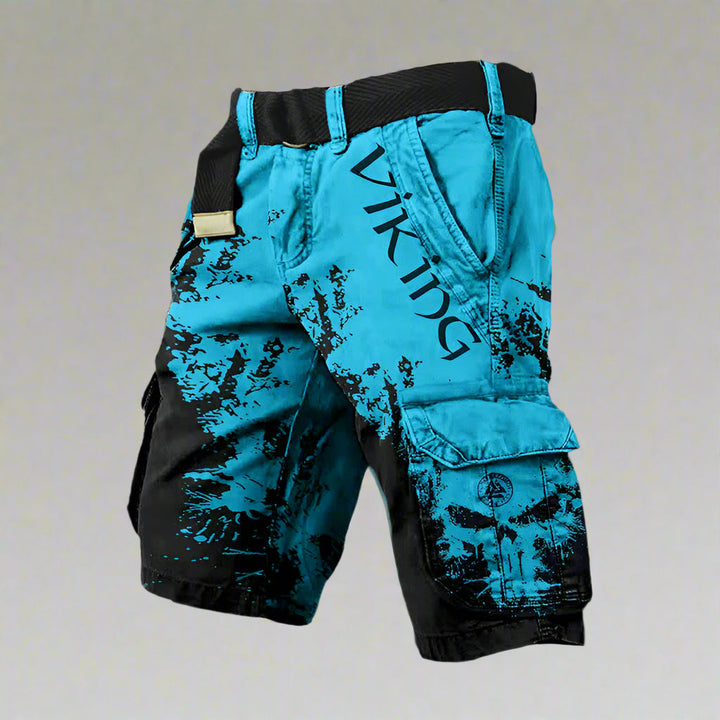 Herren strapazierfähige Cargo-Hose mit Taschen in Cyan Schwarz
