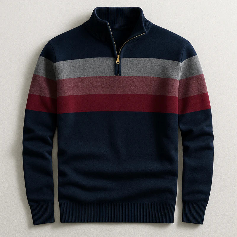 Herren Streifenpullover aus Baumwolle in Marineblau