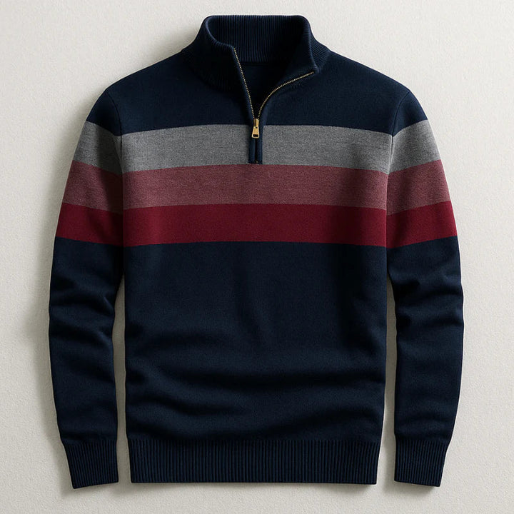 Herren Streifenpullover aus Baumwolle in Marineblau