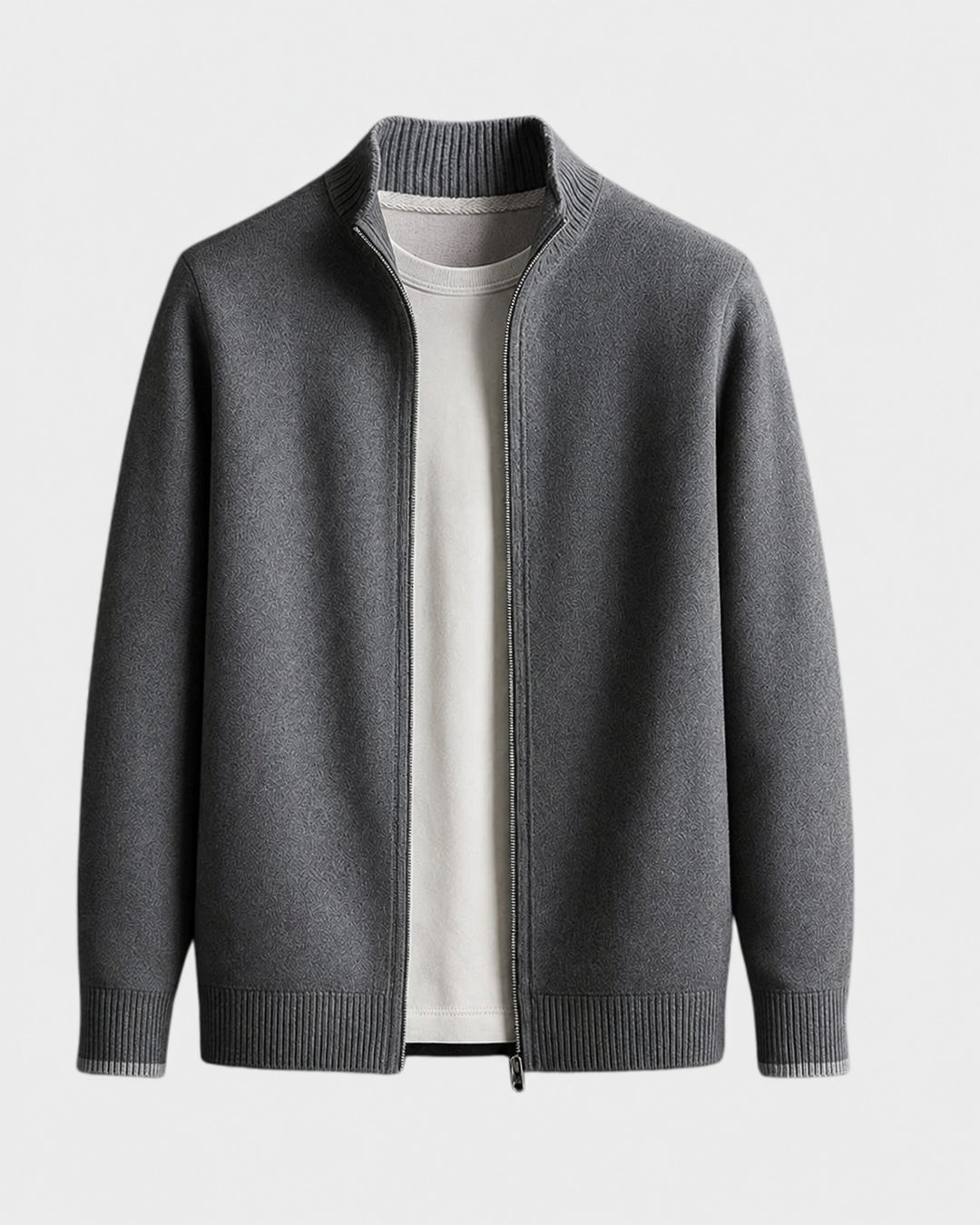 Herren Strickjacke aus feinem Knit für den Herbst in Grau