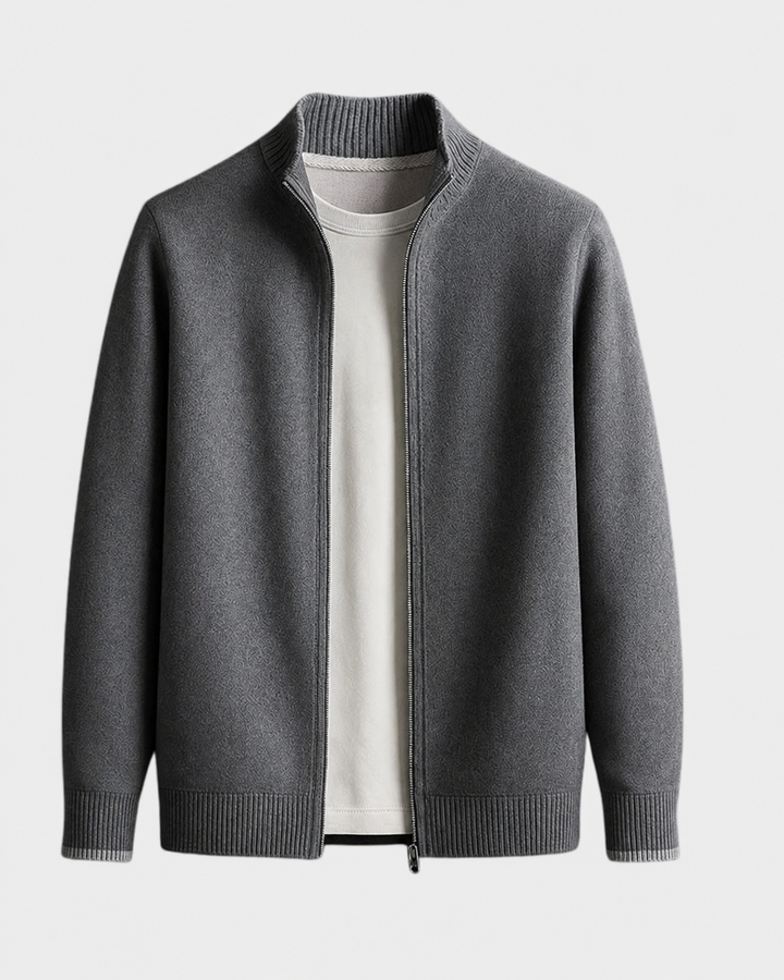 Herren Strickjacke aus feinem Knit für den Herbst in Grau