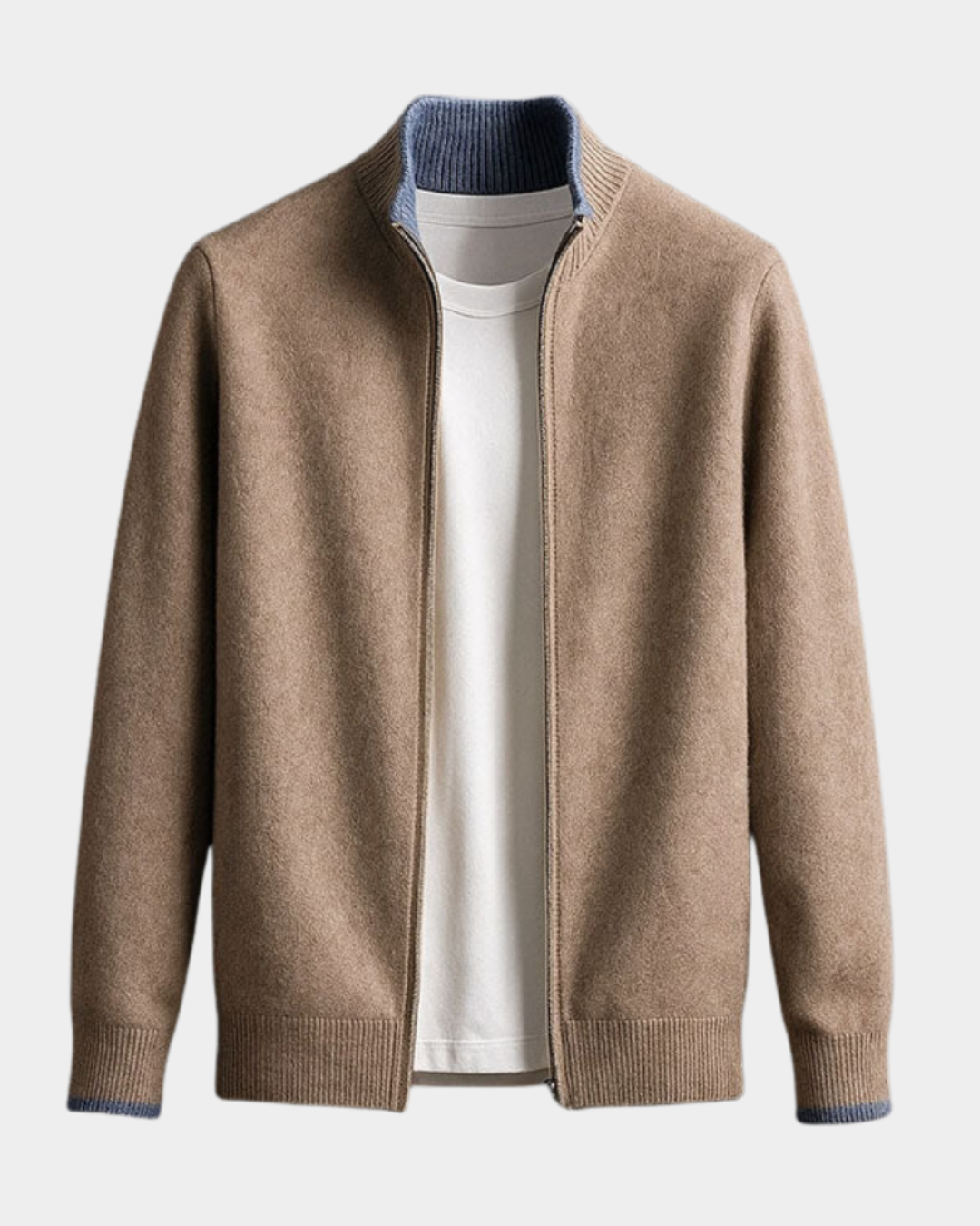 Herren Strickjacke aus feinem Knit für den Herbst in Kamel