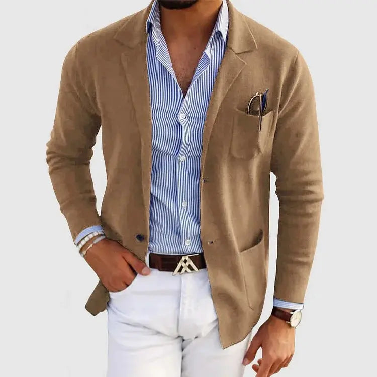 Herren Strickjacke im Blazer-Stil für Herbst in Beige