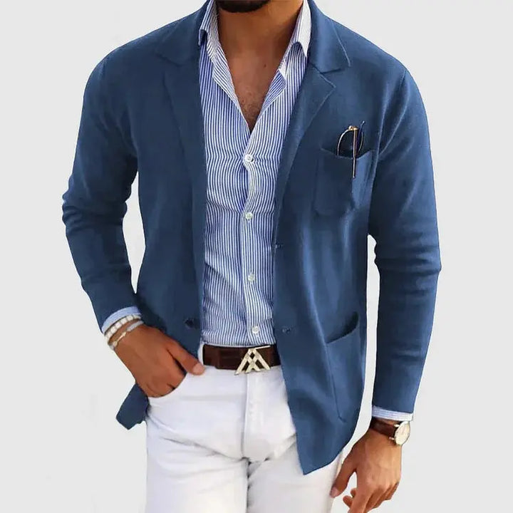 Herren Strickjacke im Blazer-Stil für Herbst in Blau