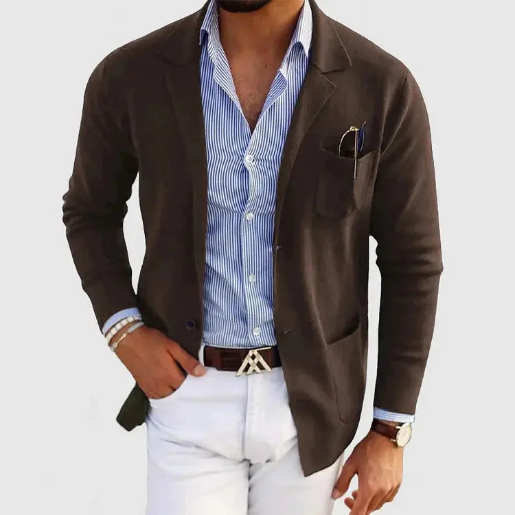 Herren Strickjacke im Blazer-Stil für Herbst in Braun
