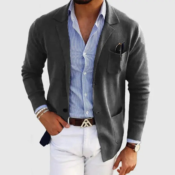 Herren Strickjacke im Blazer-Stil für Herbst in Dunkelgrau