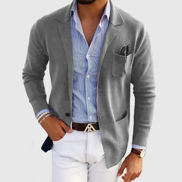 Herren Strickjacke im Blazer-Stil für Herbst in Grau