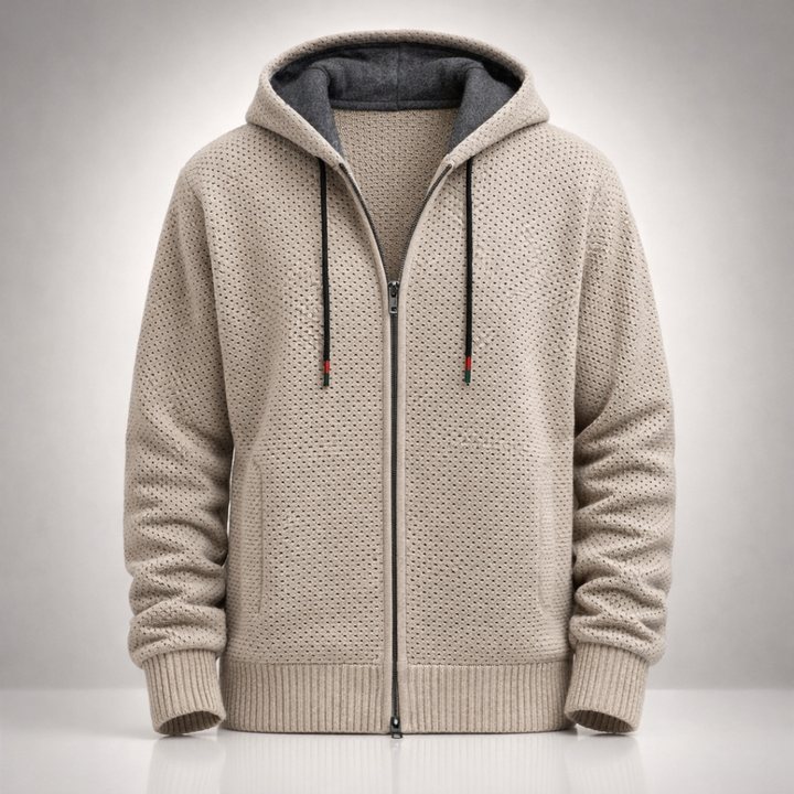 Herren Strickpullover mit Reißverschluss und Kapuze (5)