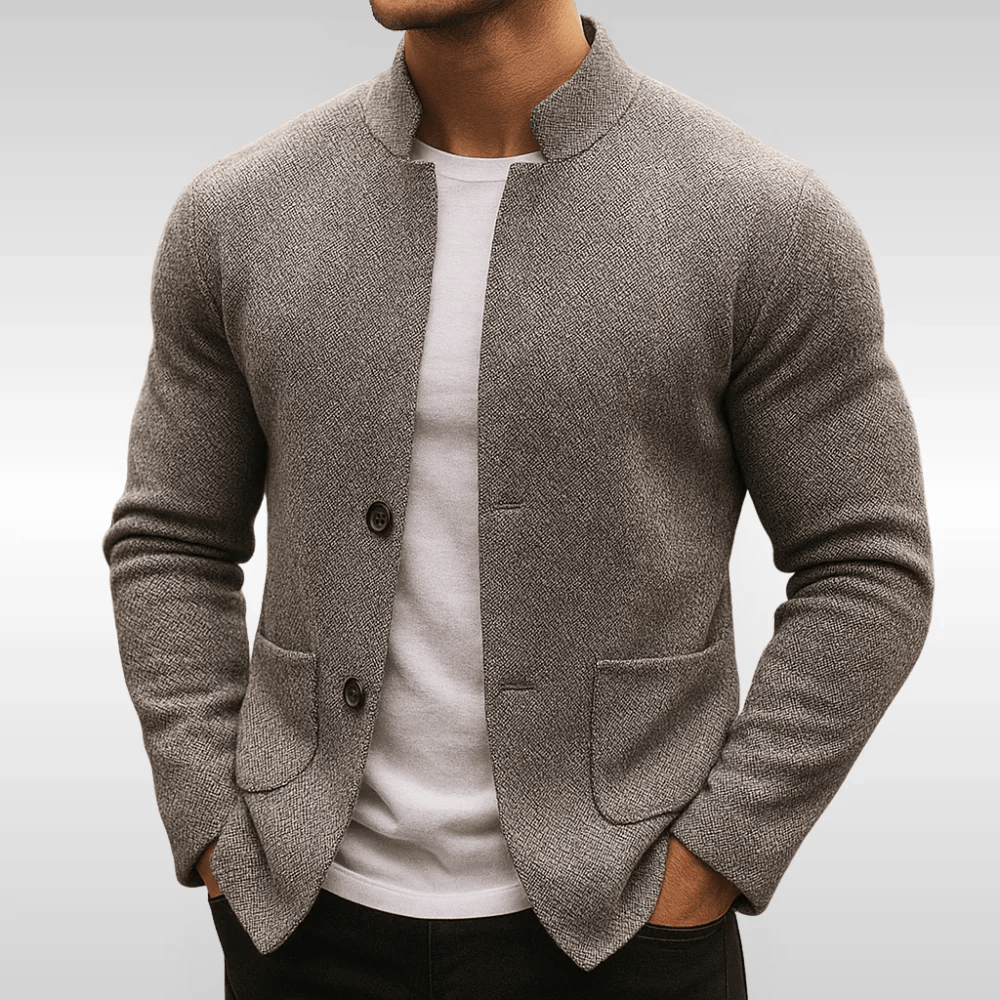 Herren Strukturstrick Jacke für den Herbst in Grau