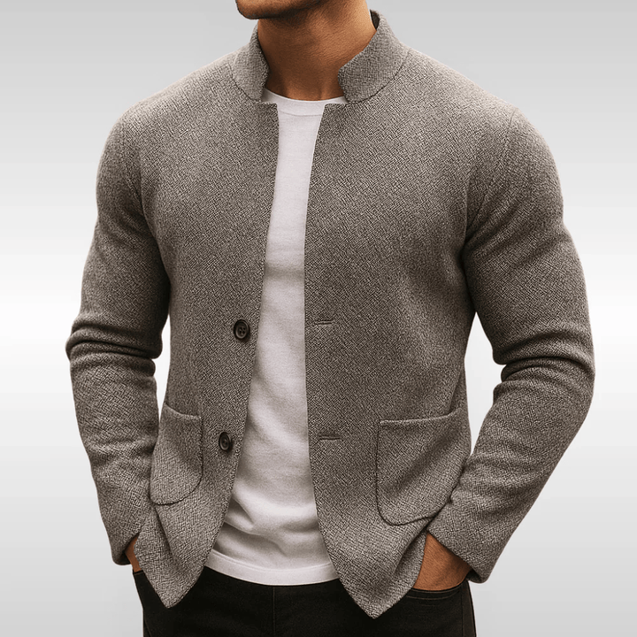 Herren Strukturstrick Jacke für den Herbst in Grau