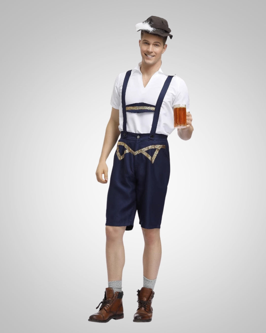 Herren Trachten-Lederhose zum Oktoberfest in Blau