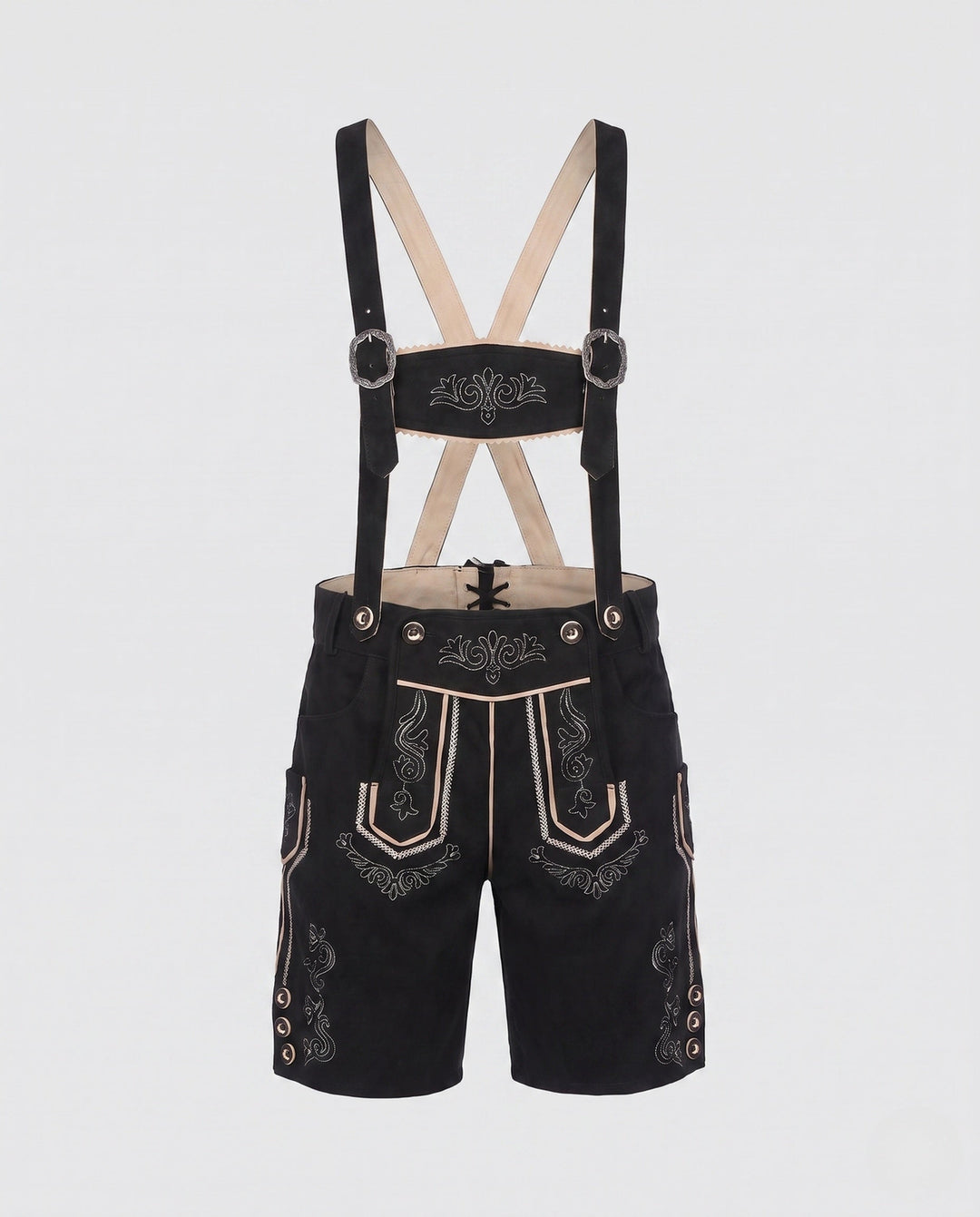 Herren Traditionelle Lederhose zum Oktoberfest mit Stickerei in Blau