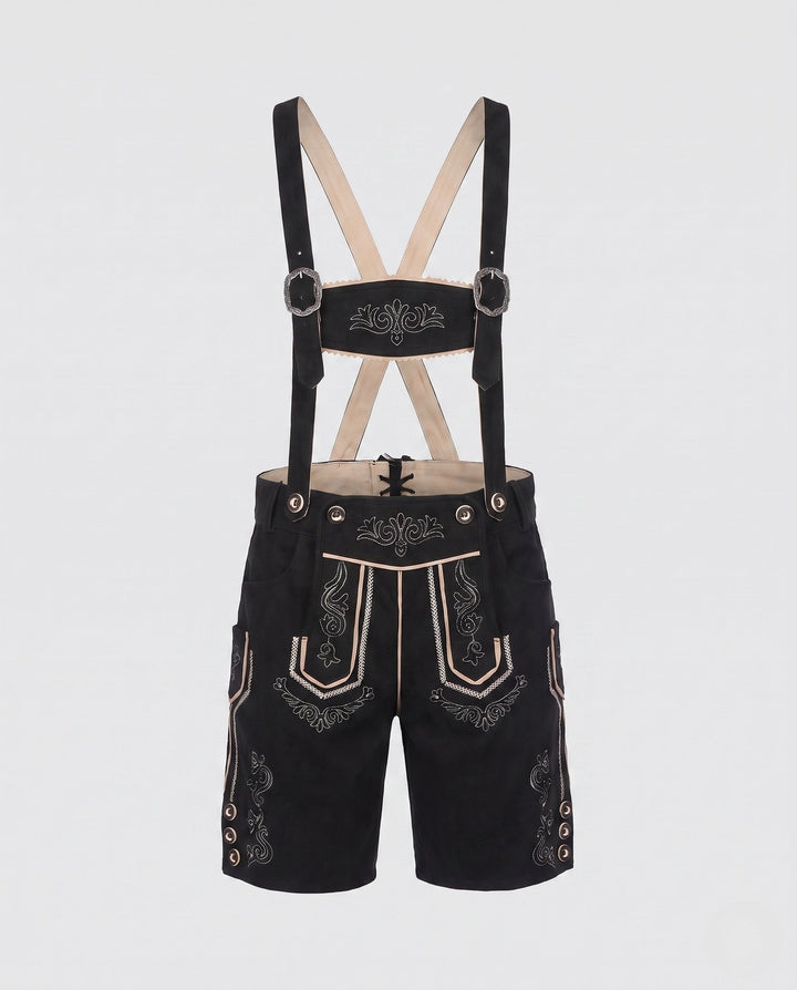 Herren Traditionelle Lederhose zum Oktoberfest mit Stickerei in Blau