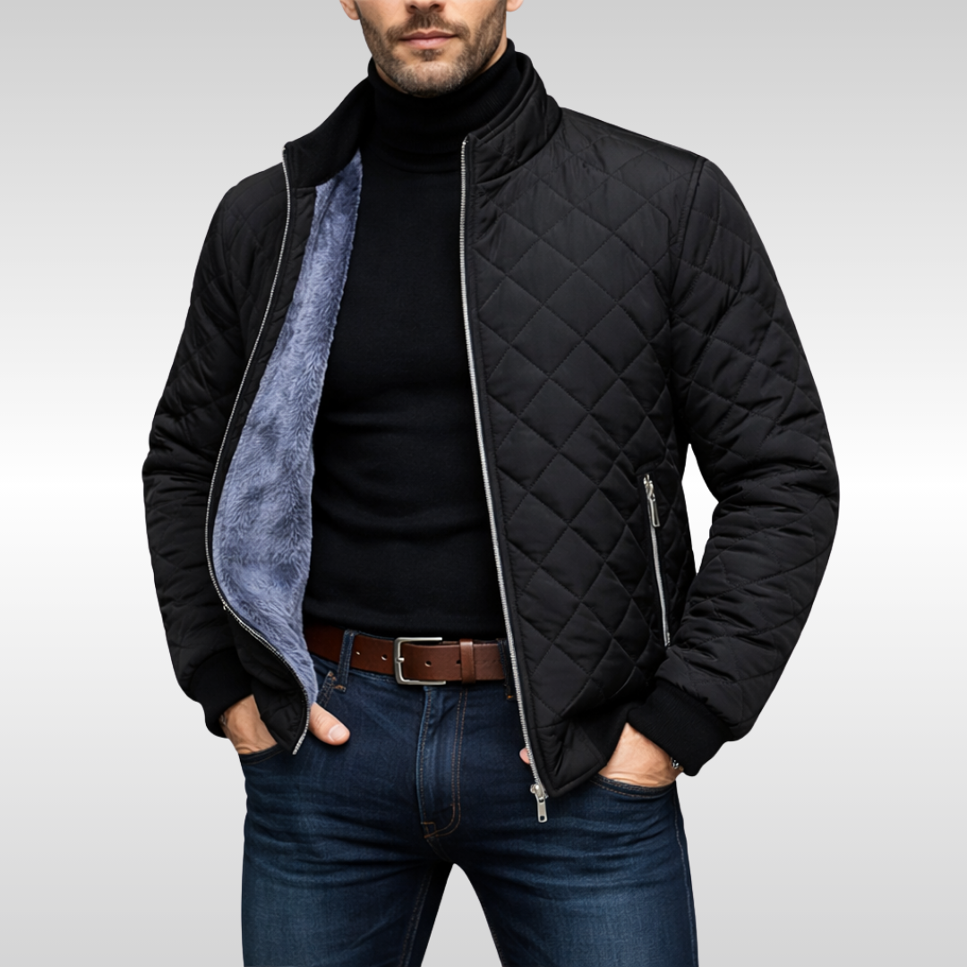 Herren Übergangsjacke mit Steppmuster für Herbst in Schwarz