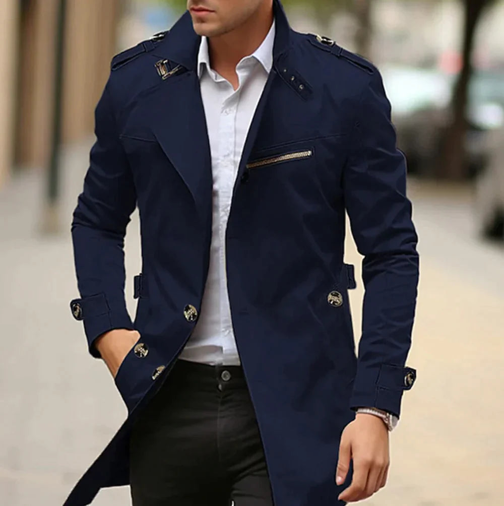 Herren Vielseitiger Mantel im Trench-Stil in Dunkelblau