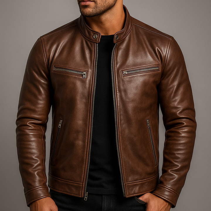 Herren Vintage Lederjacke für den Herbst (5)