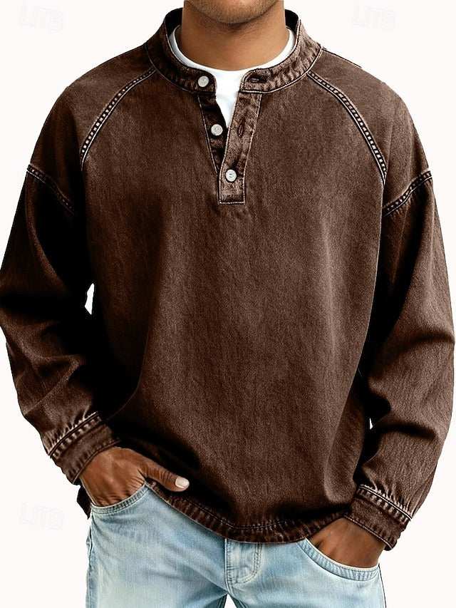 Herren Vintage Pullover mit Distressed-Look in Braun