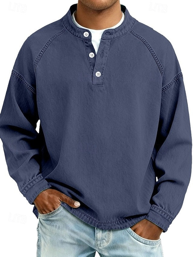 Herren Vintage Pullover mit Distressed-Look in Dunkelblau