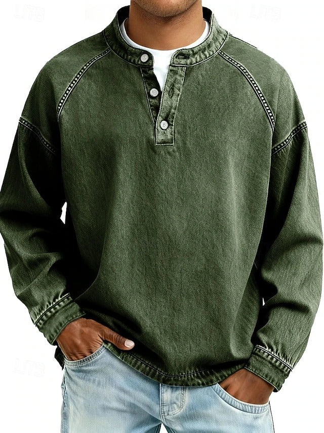 Herren Vintage Pullover mit Distressed-Look in Dunkelgrün