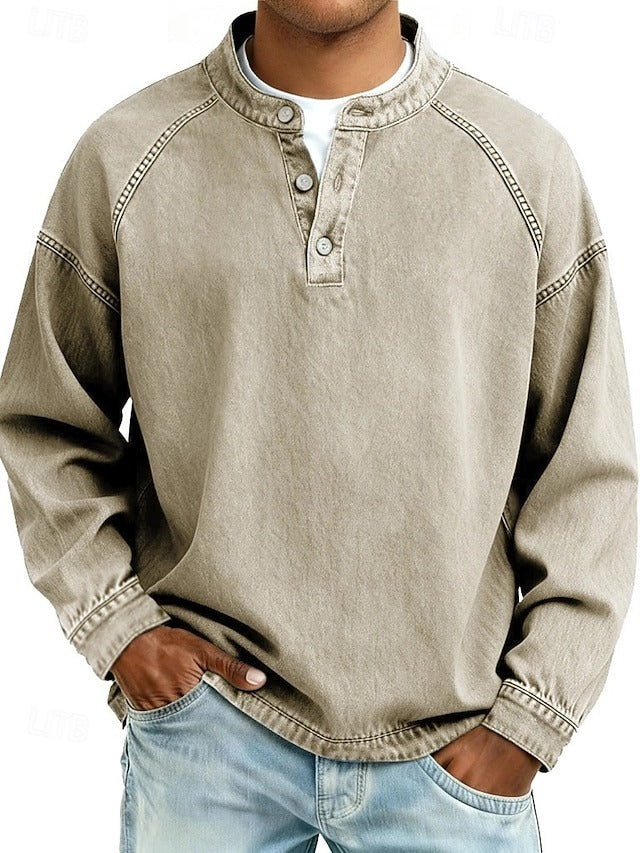 Herren Vintage Pullover mit Distressed-Look in Khaki