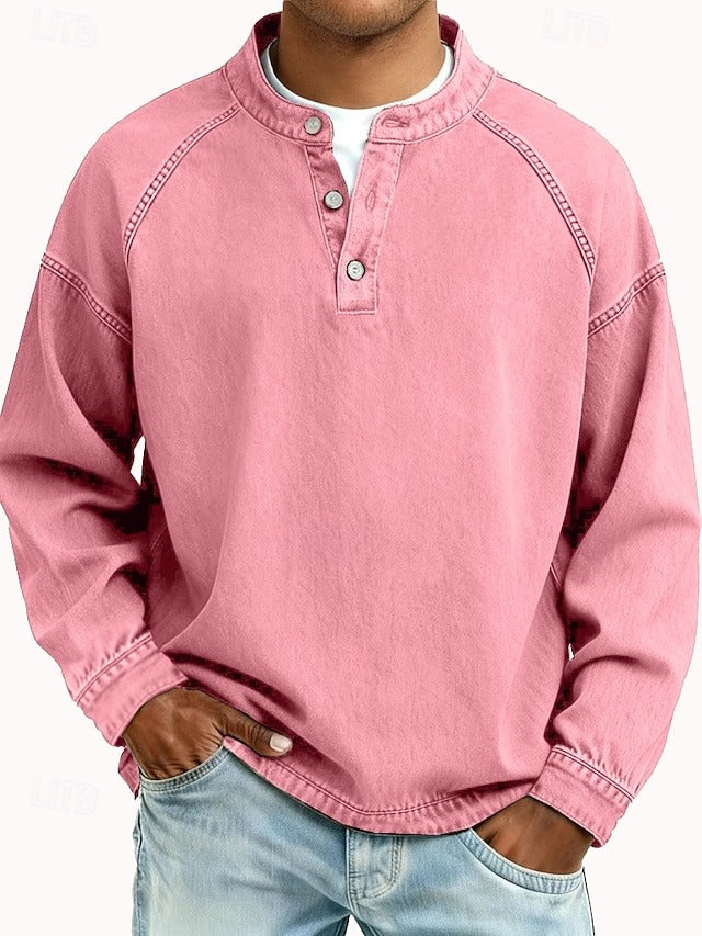Herren Vintage Pullover mit Distressed-Look in Rosa