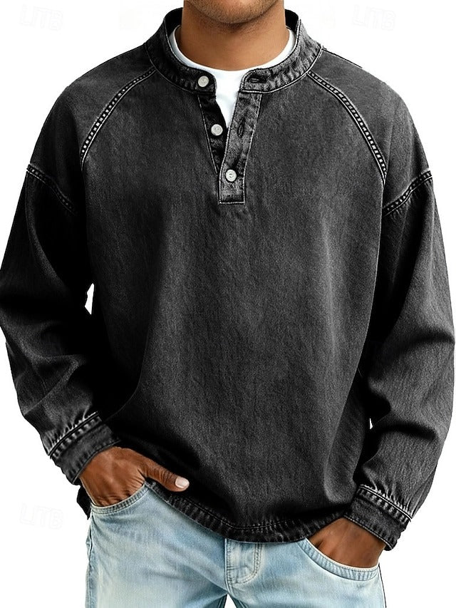 Herren Vintage Pullover mit Distressed-Look in Schwarz
