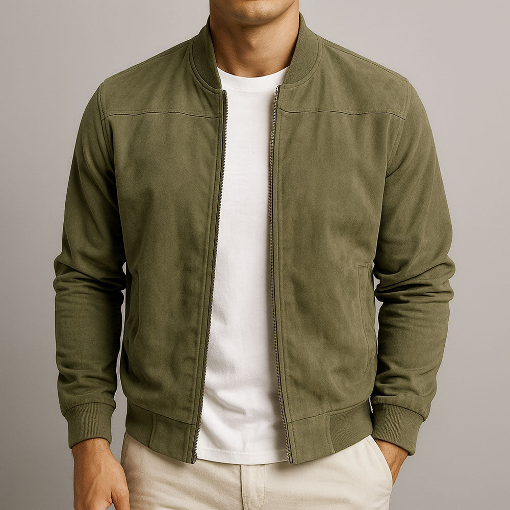 Herren Wildleder Jacke für den Herbst in Army Green