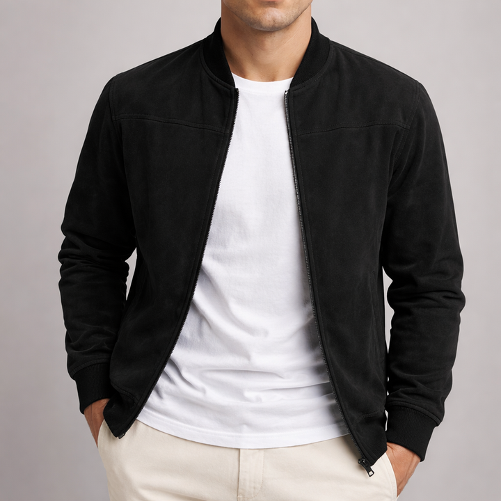 Herren Wildleder Jacke für den Herbst in Schwarz