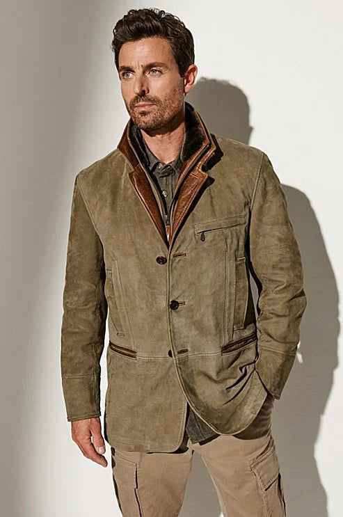 Herren Winterjacke aus Wildleder, Vintage-Stil