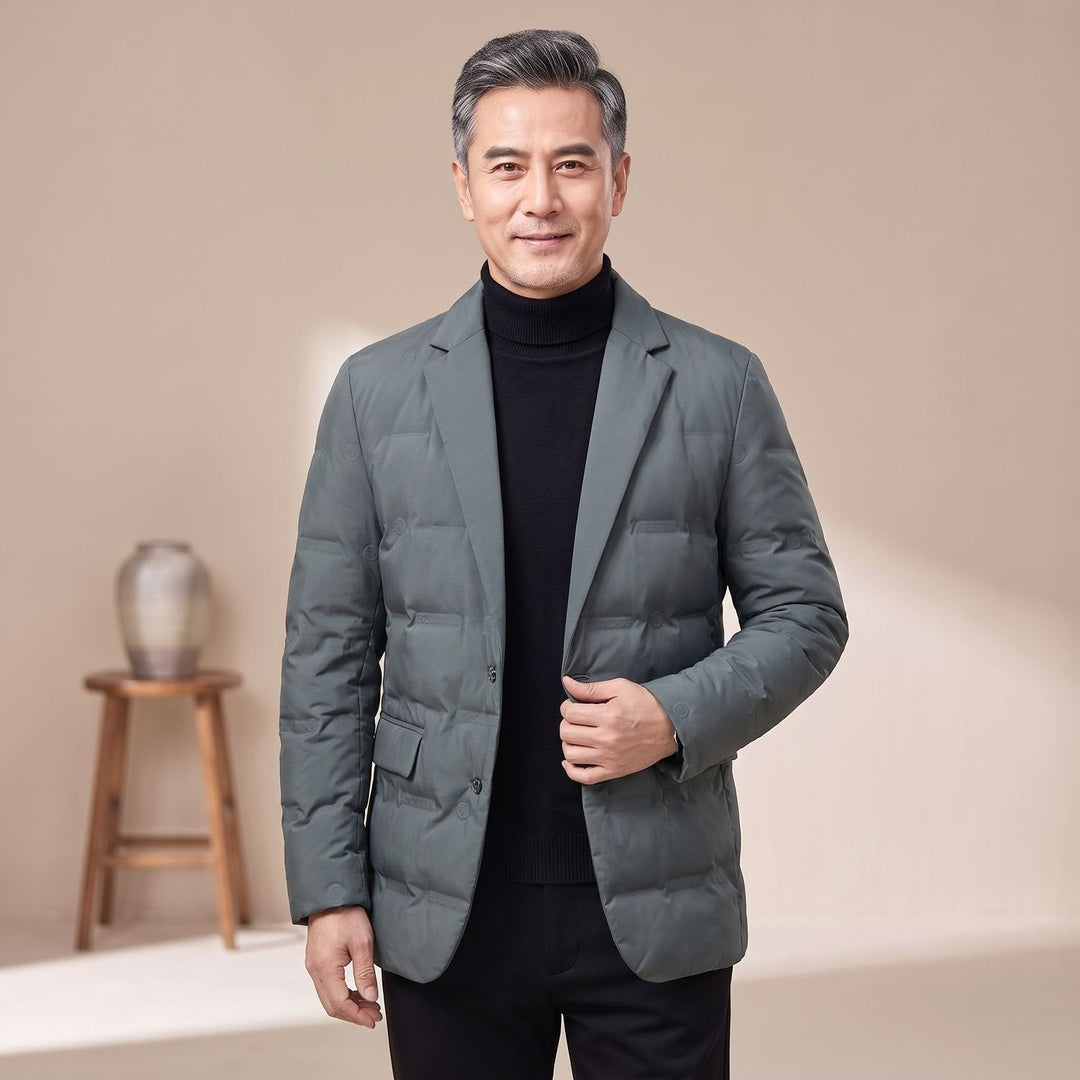 Herren Winterjacke mit Daunenfüllung im Blazer-Stil in Grün