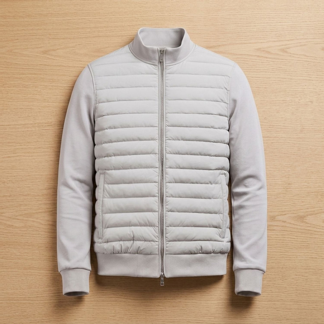 Herren Winterjacke mit Hybrid-Steppung in Hellgrau