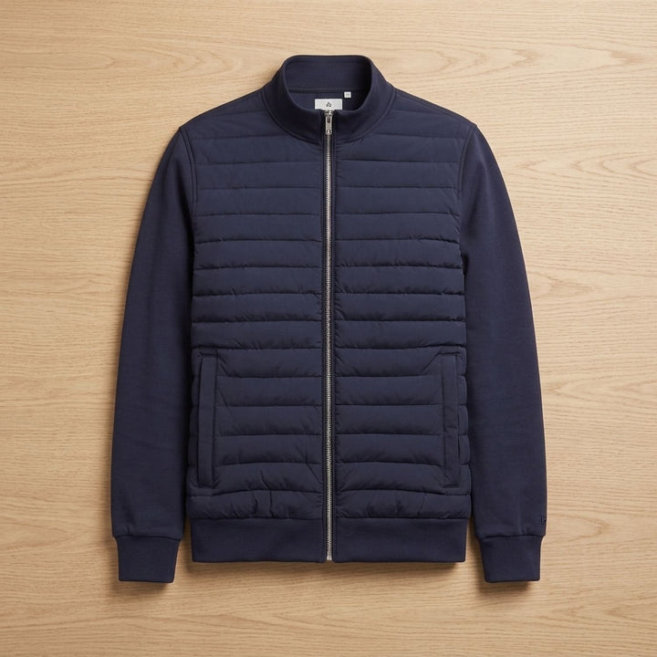 Herren Winterjacke mit Hybrid-Steppung in Marineblau