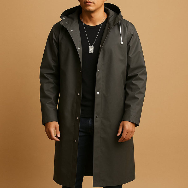 Herren Winterjacke mit Kapuze wasserdicht lang