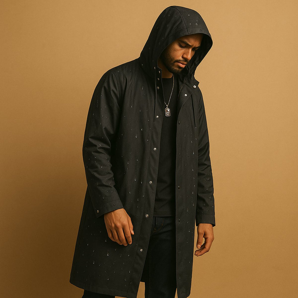 Herren Winterjacke mit Kapuze wasserdicht lang (2)