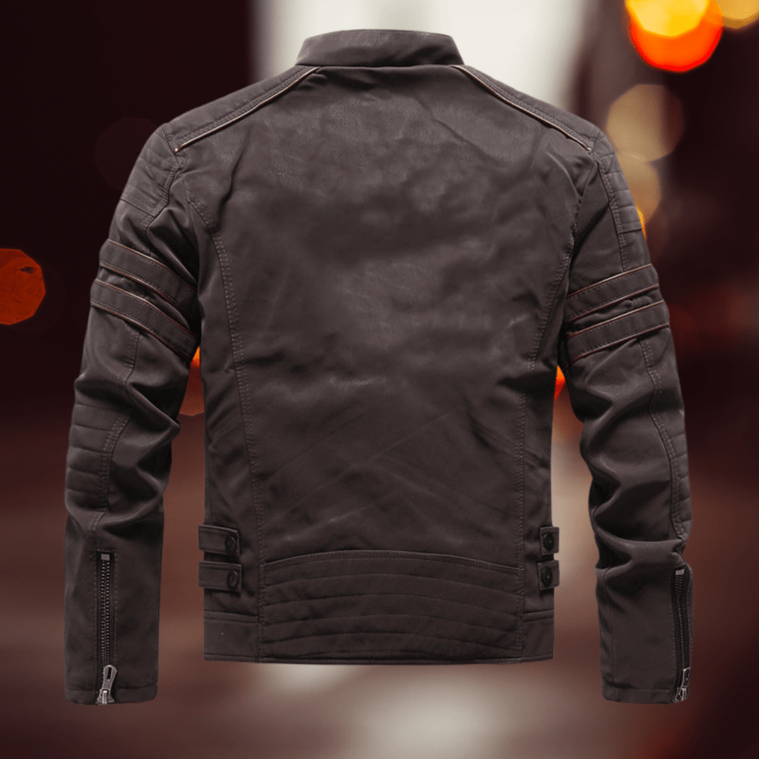 Herren Winterjacke mit Kontrast-Streifen im Biker-Stil (4)