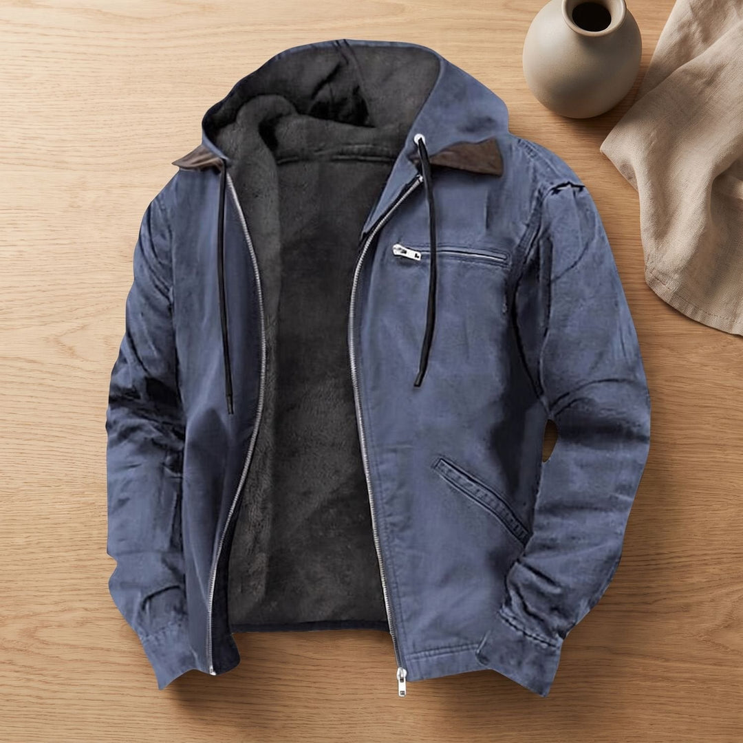 Herren Winterjacke mit Puffer und Fleece-Futter in Blau