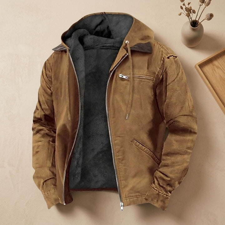 Herren Winterjacke mit Puffer und Fleece-Futter in Braun