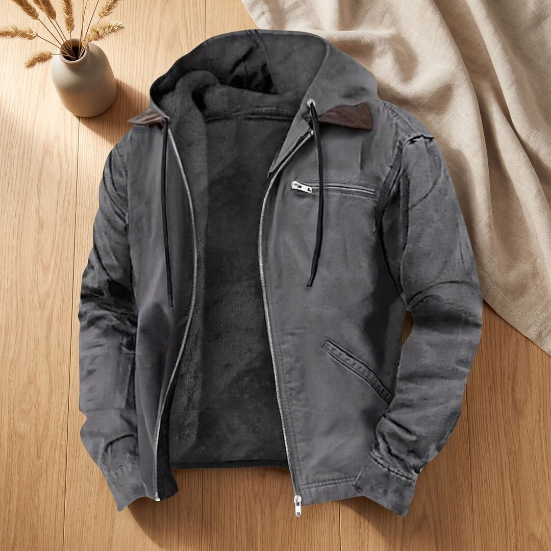 Herren Winterjacke mit Puffer und Fleece-Futter in Grau
