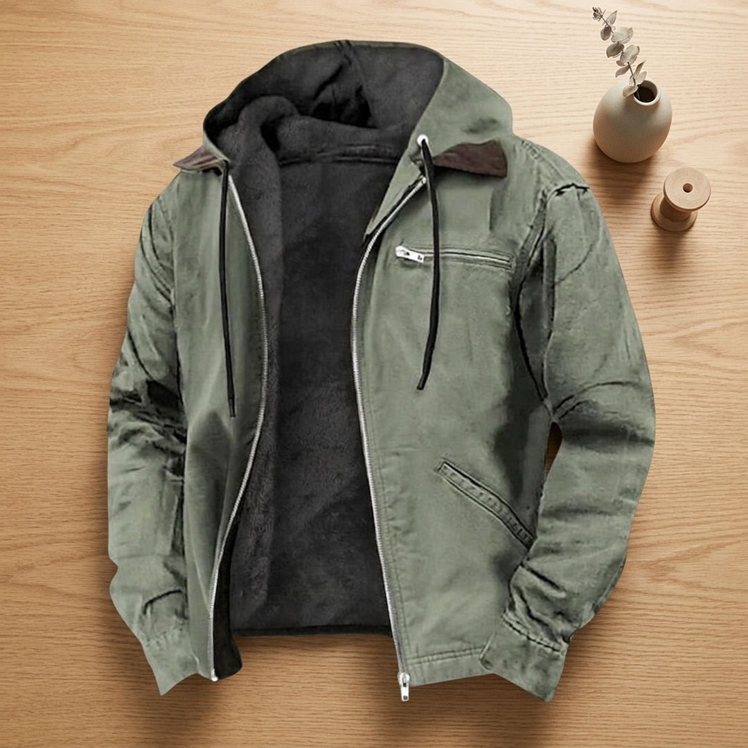 Herren Winterjacke mit Puffer und Fleece-Futter in Grün